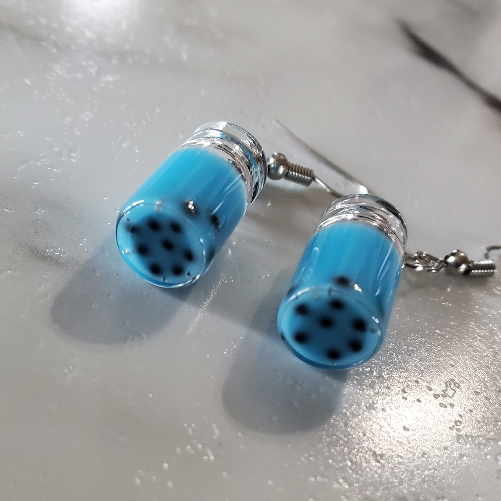 Blue Boba Tea Earrings - Picture 5 of 9